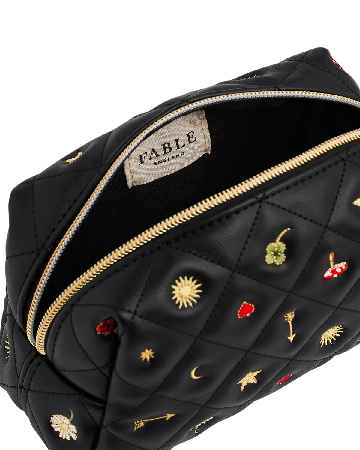 Black Quilted Celestial Embroidered Pouch - Image 7
