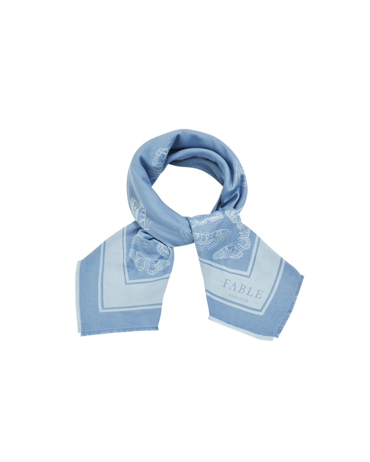 Blue Butterfly Jacquard Square Scarf - Image 5