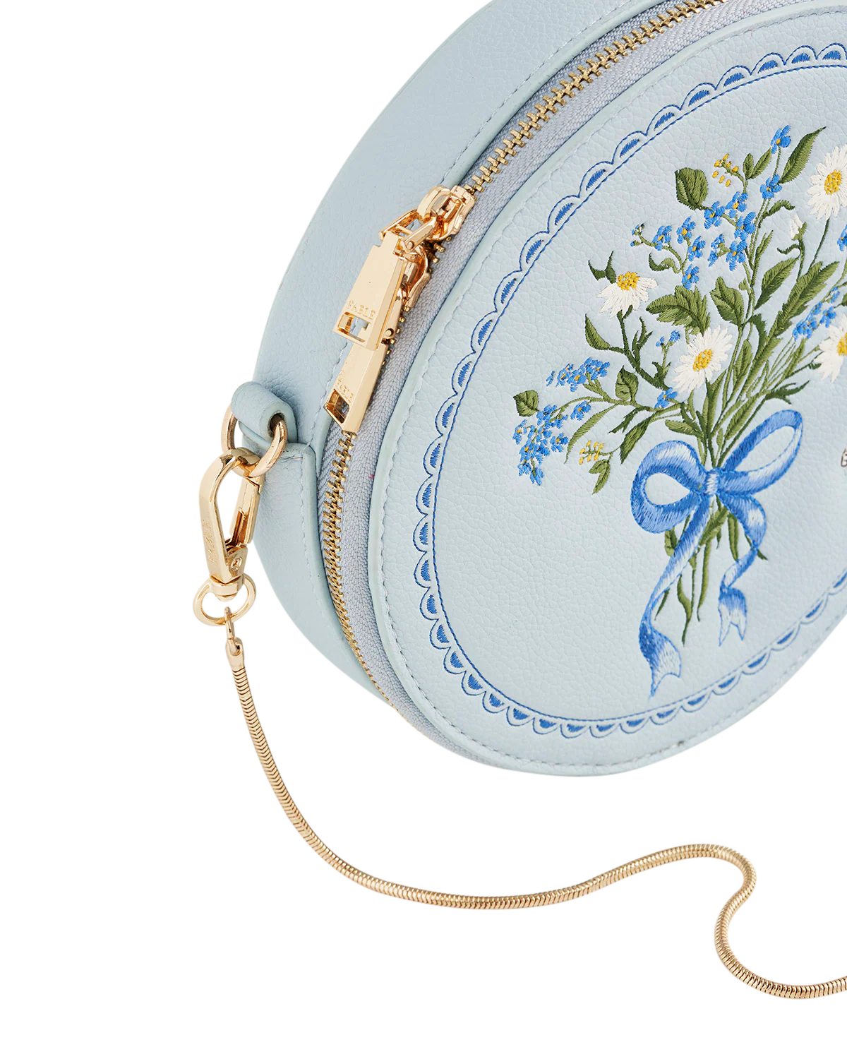 Isabel Floral Bow Blue Embroidered Circle Bag - Image 6