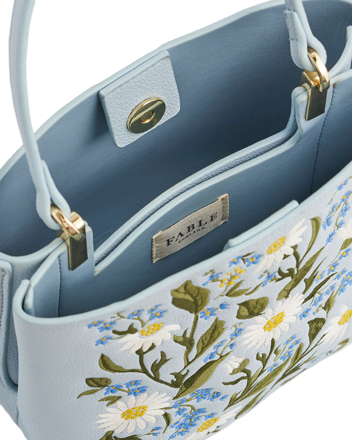 Emma Forget Me Not  Blue Embroidered Bucket Bag - Image 4