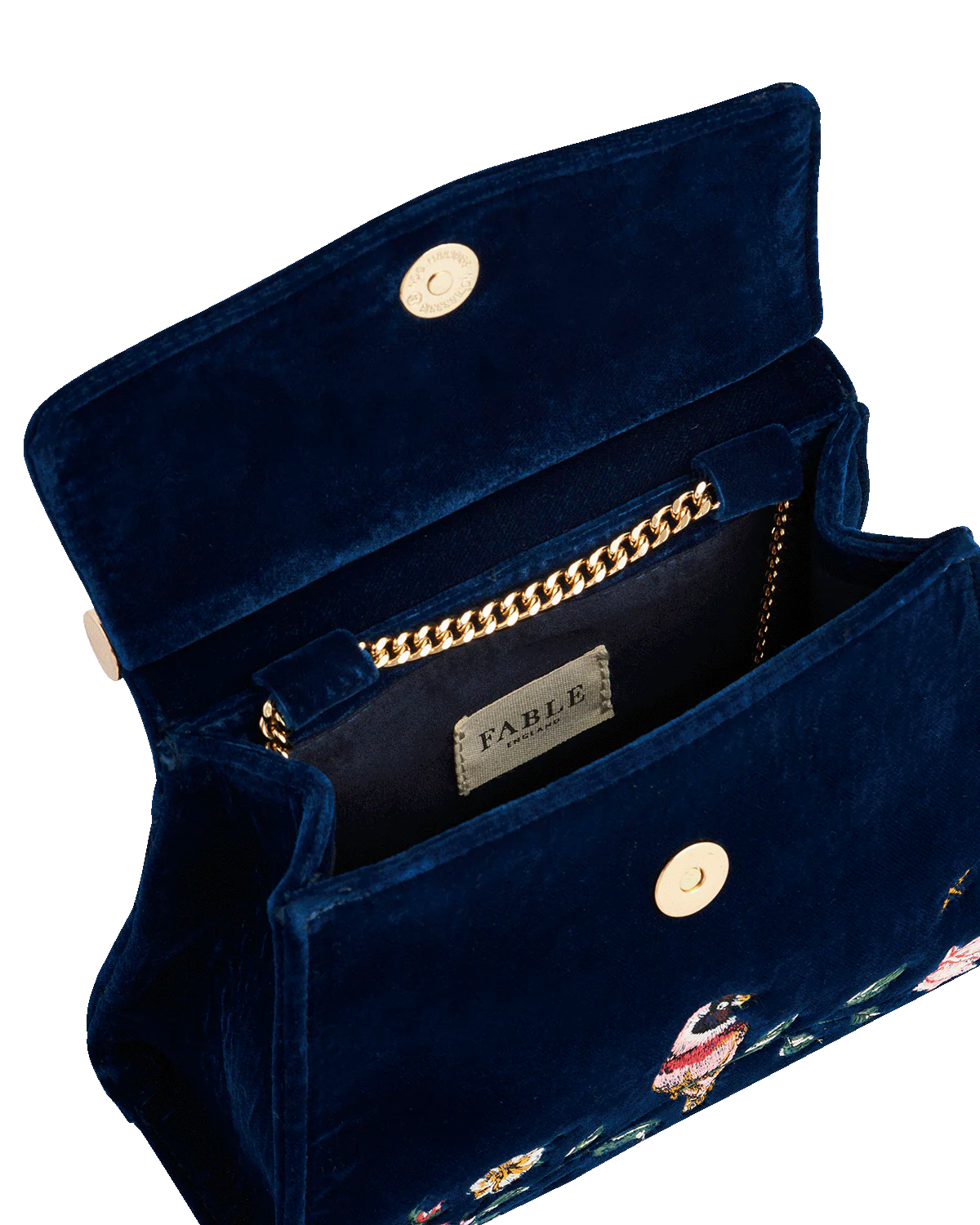 Blue Rosy Posy Embroidered Mini Top Handle Tote - Image 8