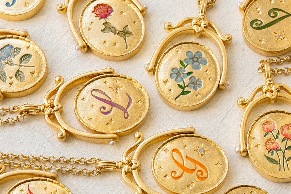 L Initial Lavender Gold Spinner Necklace - Image 8