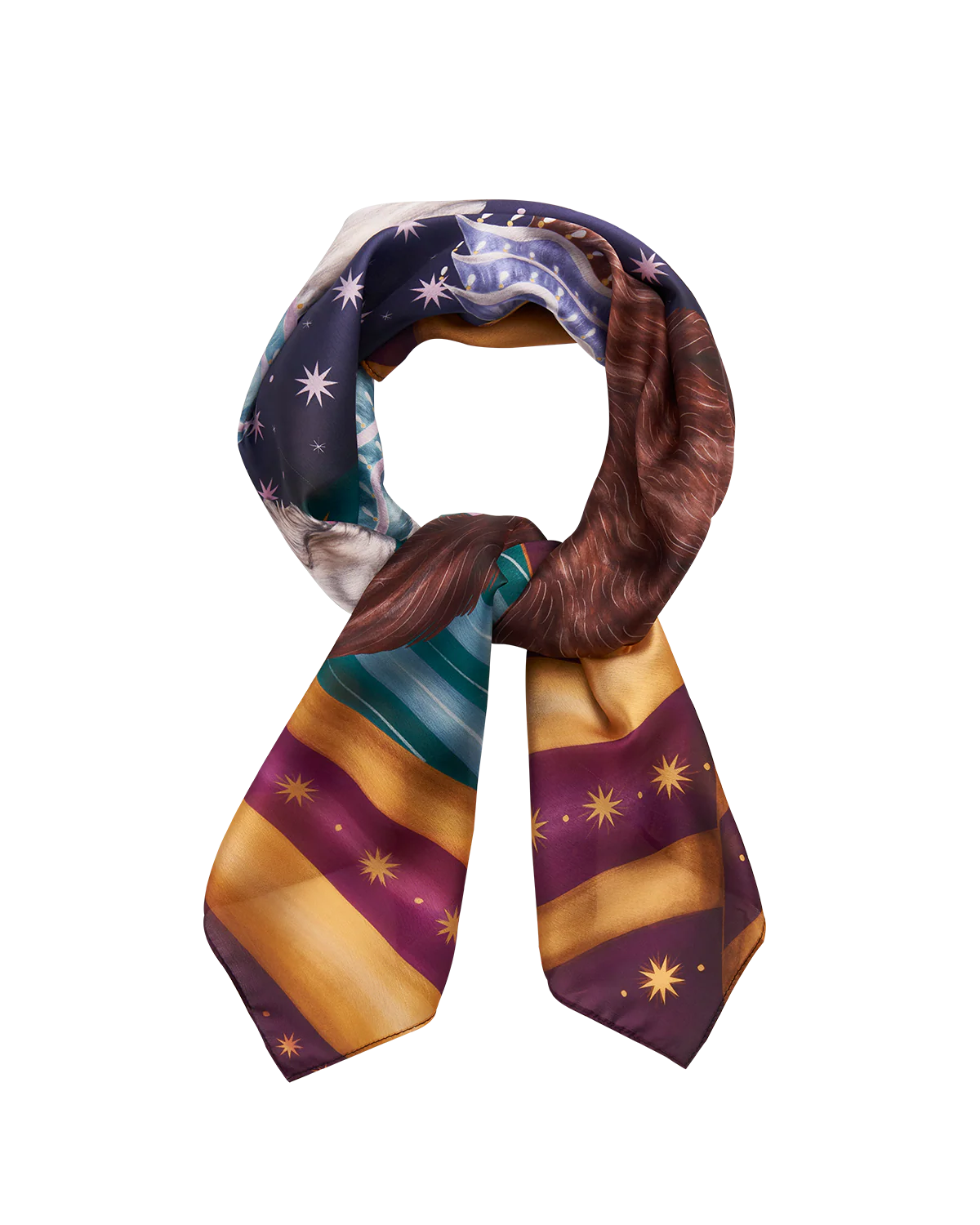 Purple Catherine Rowe Pet Portraits Doodle Silk Square Scarf - Image 3