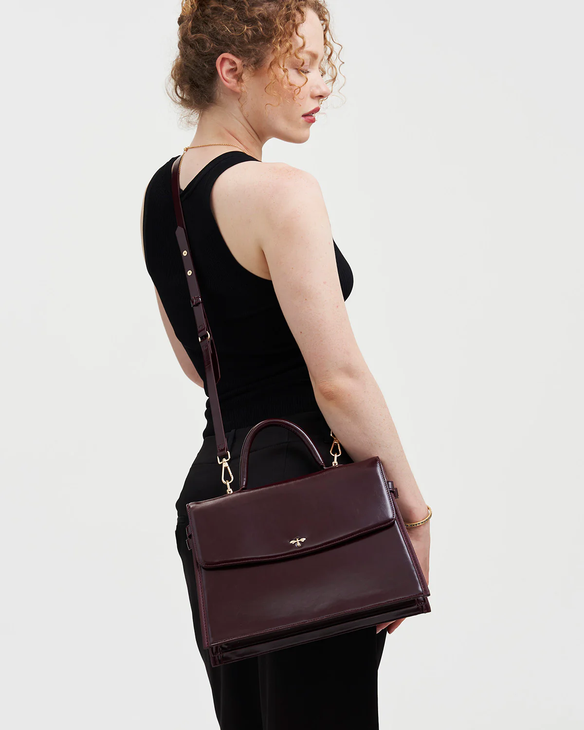 Cherry Red Structured Tote Medium - Image 2