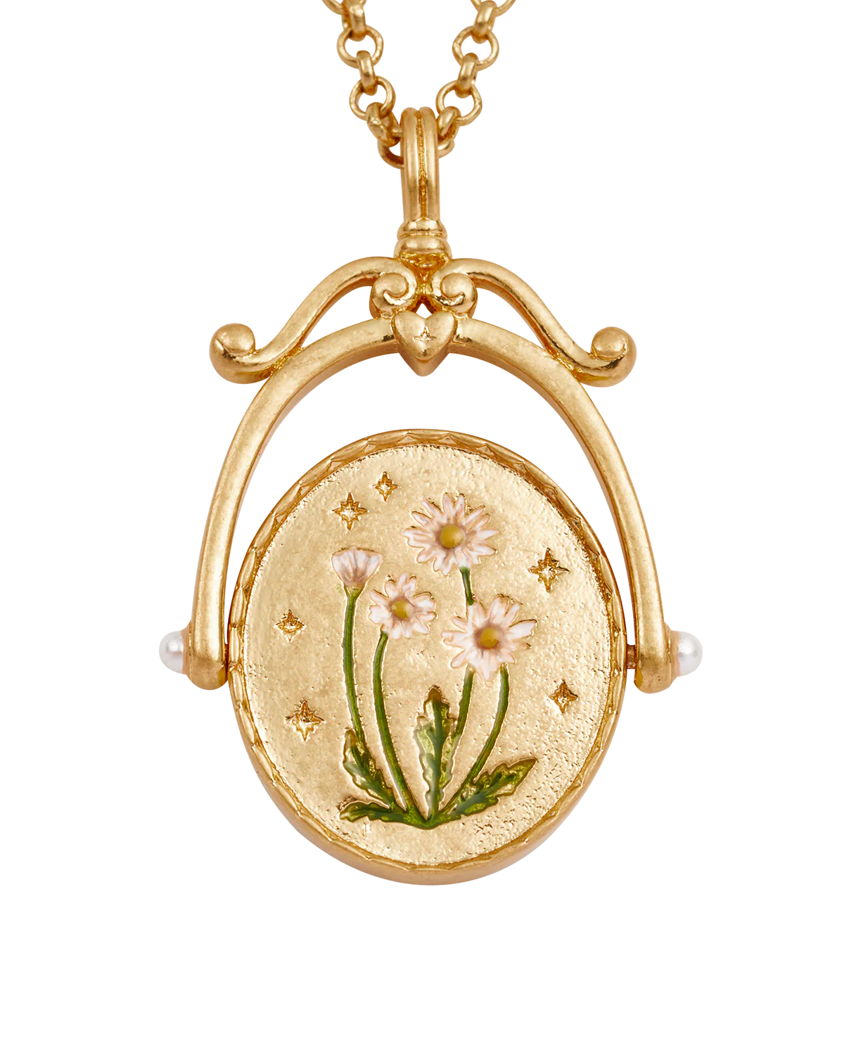 D Initial Daisy Gold Spinner Necklace - Image 3