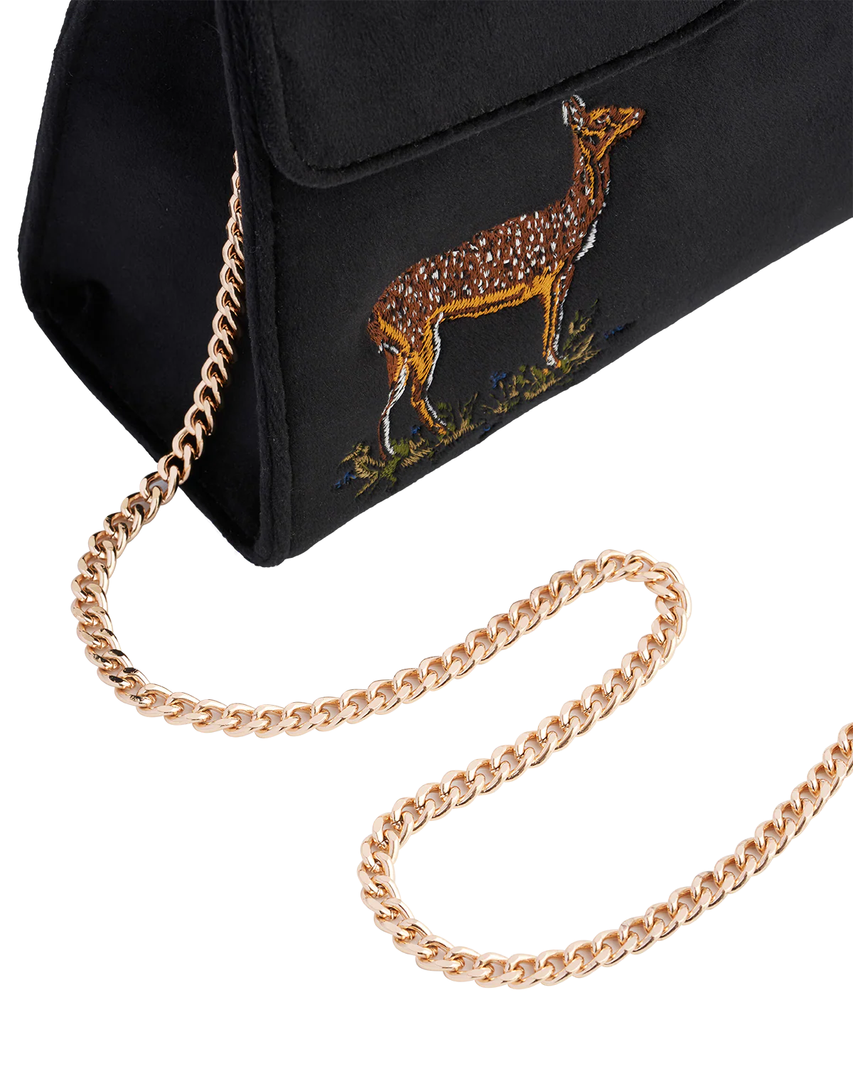 Deer & Moon Embroidered Black Velvet Tote - Image 6