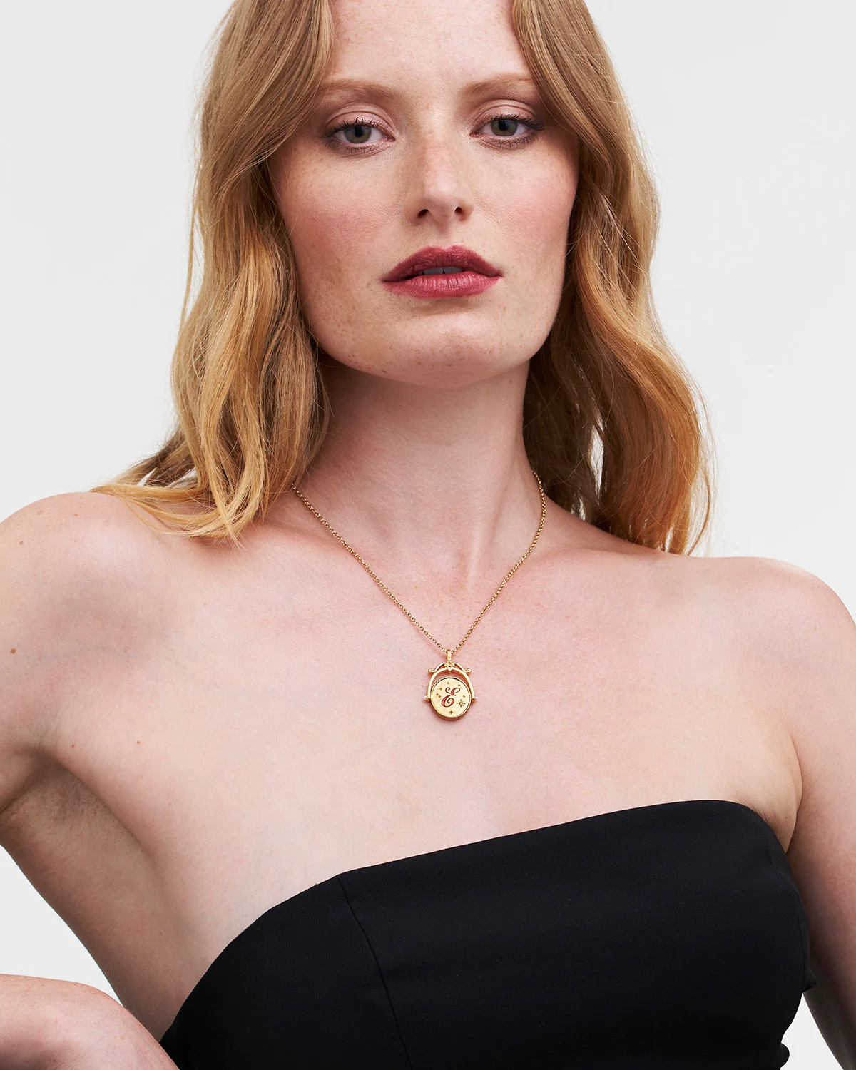 E Initial Echinacea Gold Spinner Necklace - Image 2