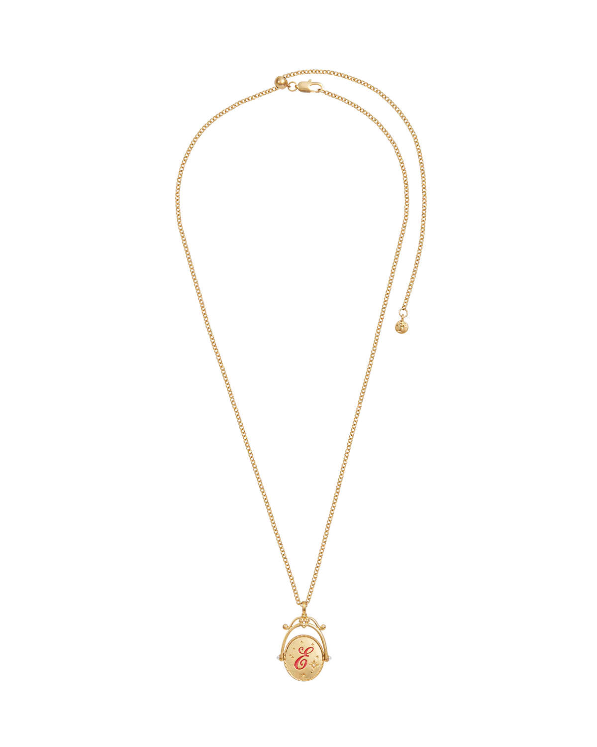 E Initial Echinacea Gold Spinner Necklace - Image 5