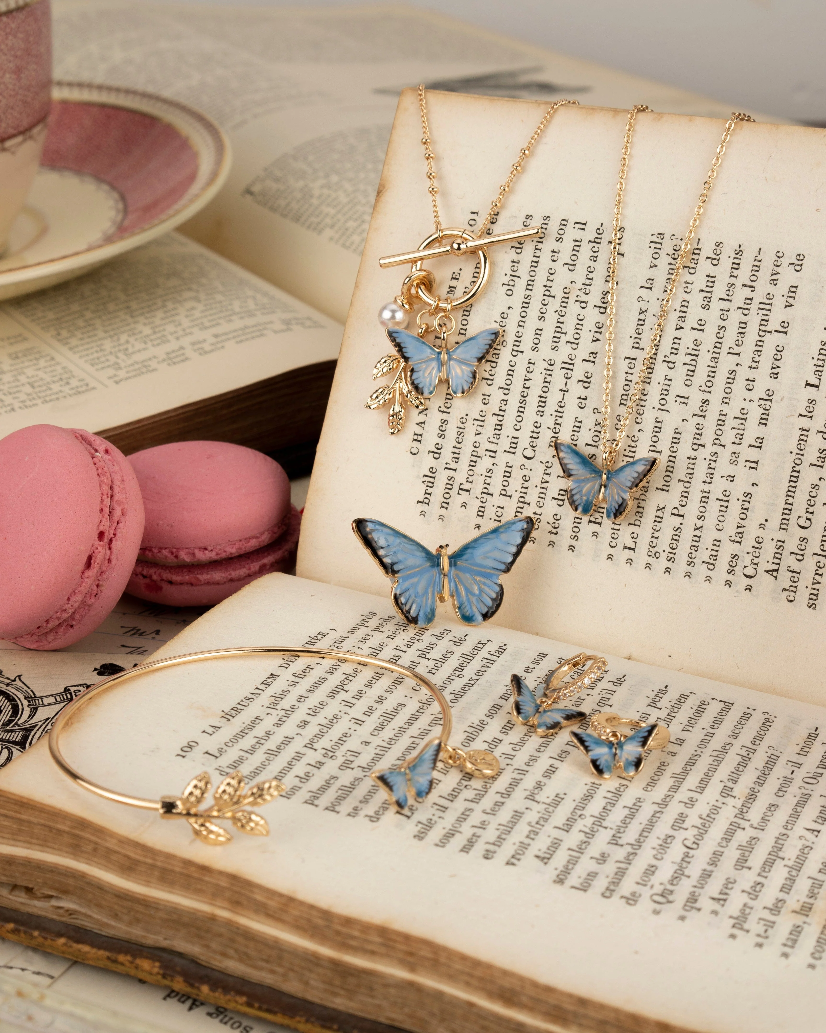 Enamel Blue Butterfly Huggie Earrings - Image 6