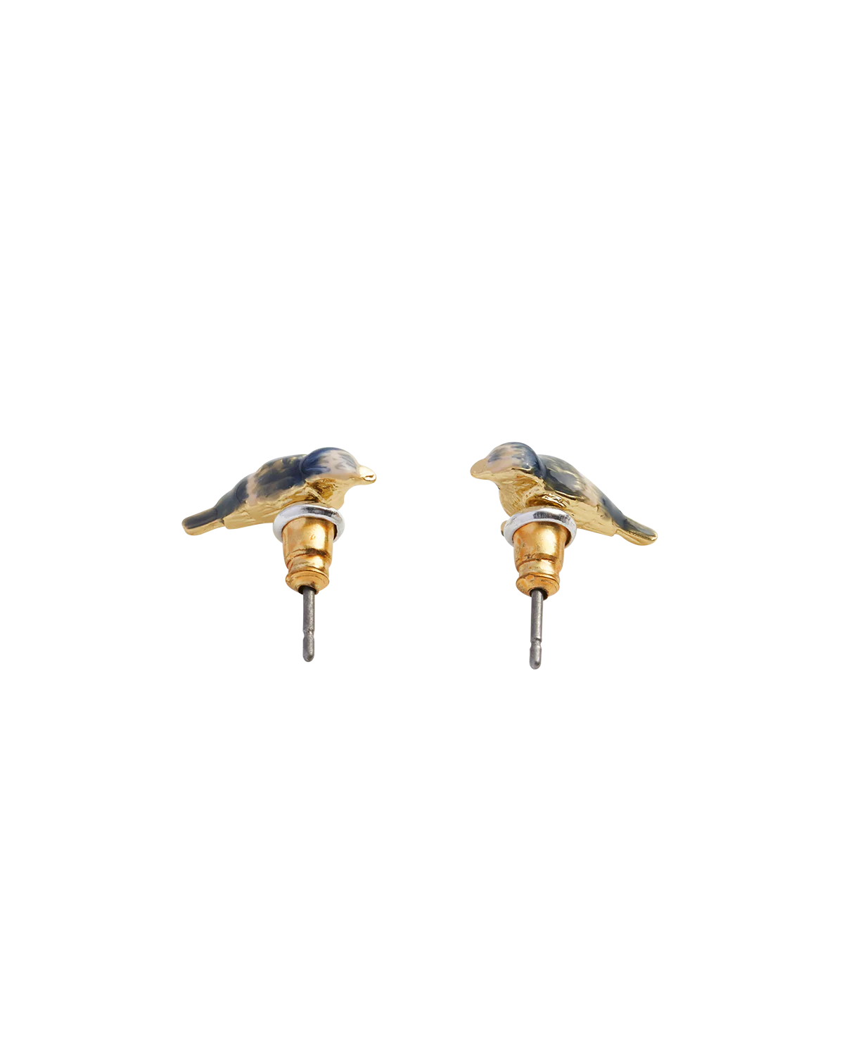 Enamel Blue Tit Stud Earrings - Image 4