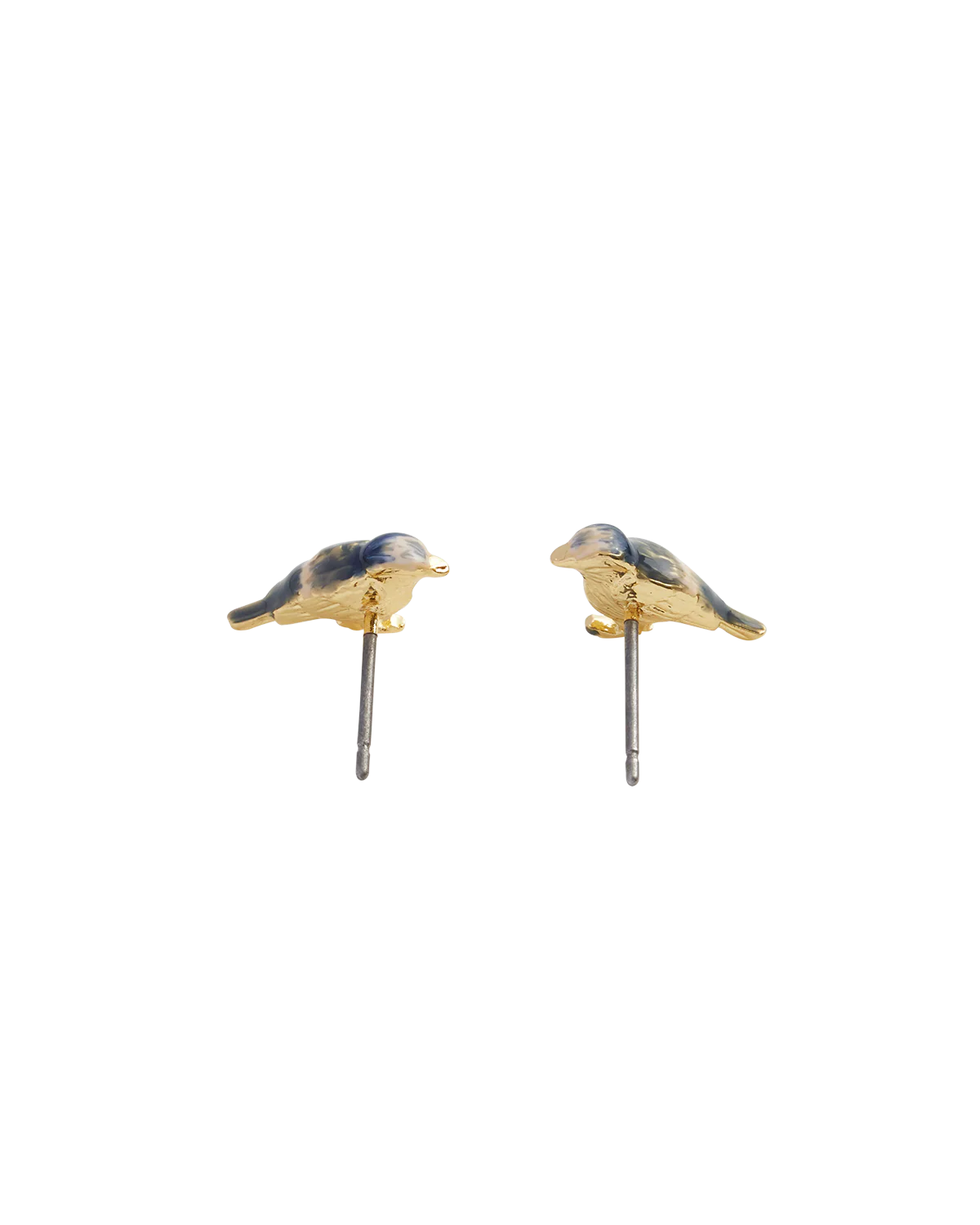 Enamel Blue Tit Stud Earrings - Image 5