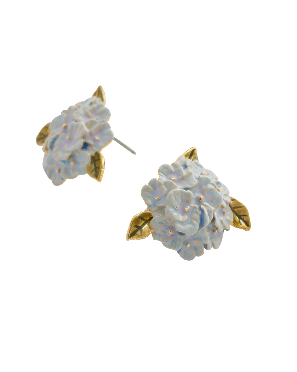 Enamel Hydrangea Gold Earrings - Image 3