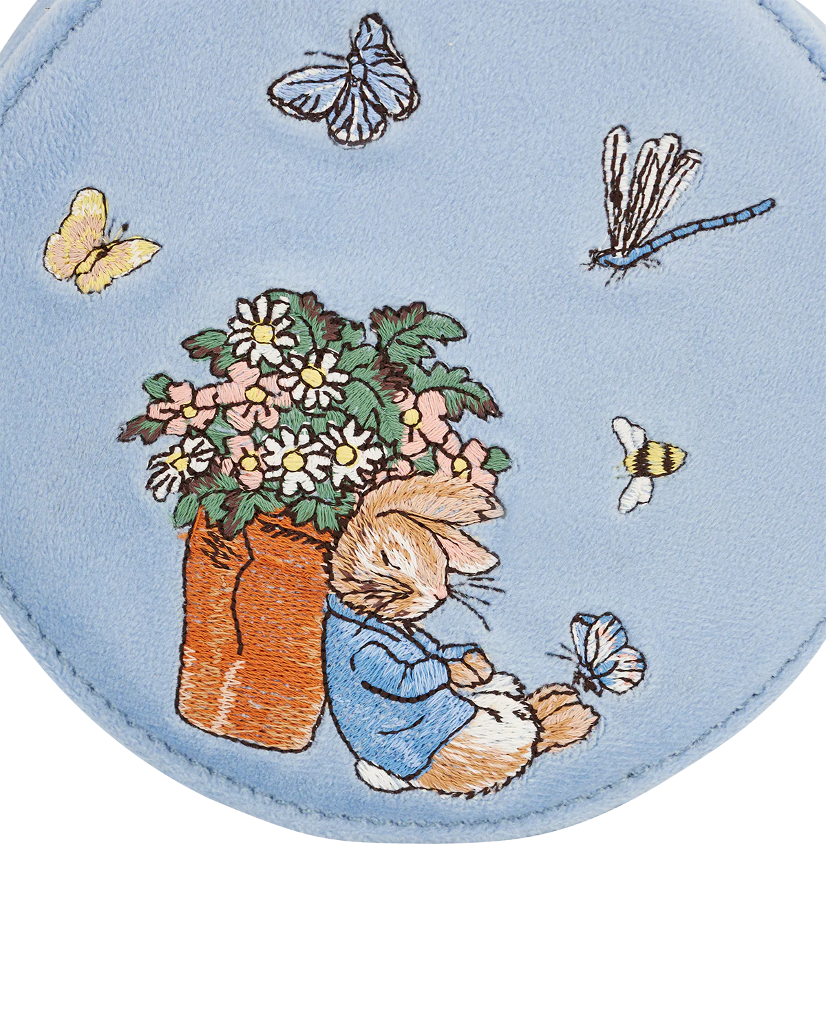 Fable England x Peter Rabbit Blue Velvet Embroidered Circle Jewellery Box - Image 4