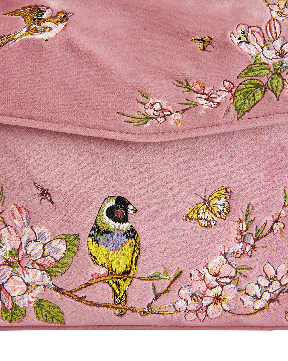 Morning Song Bird Embroidered Mini Pink Tote - Image 3