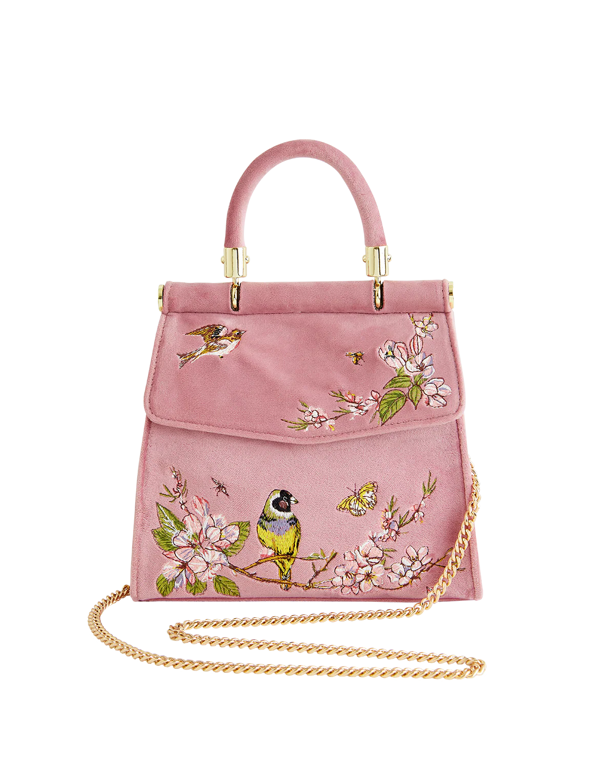 Morning Song Bird Embroidered Mini Pink Tote - Image 4