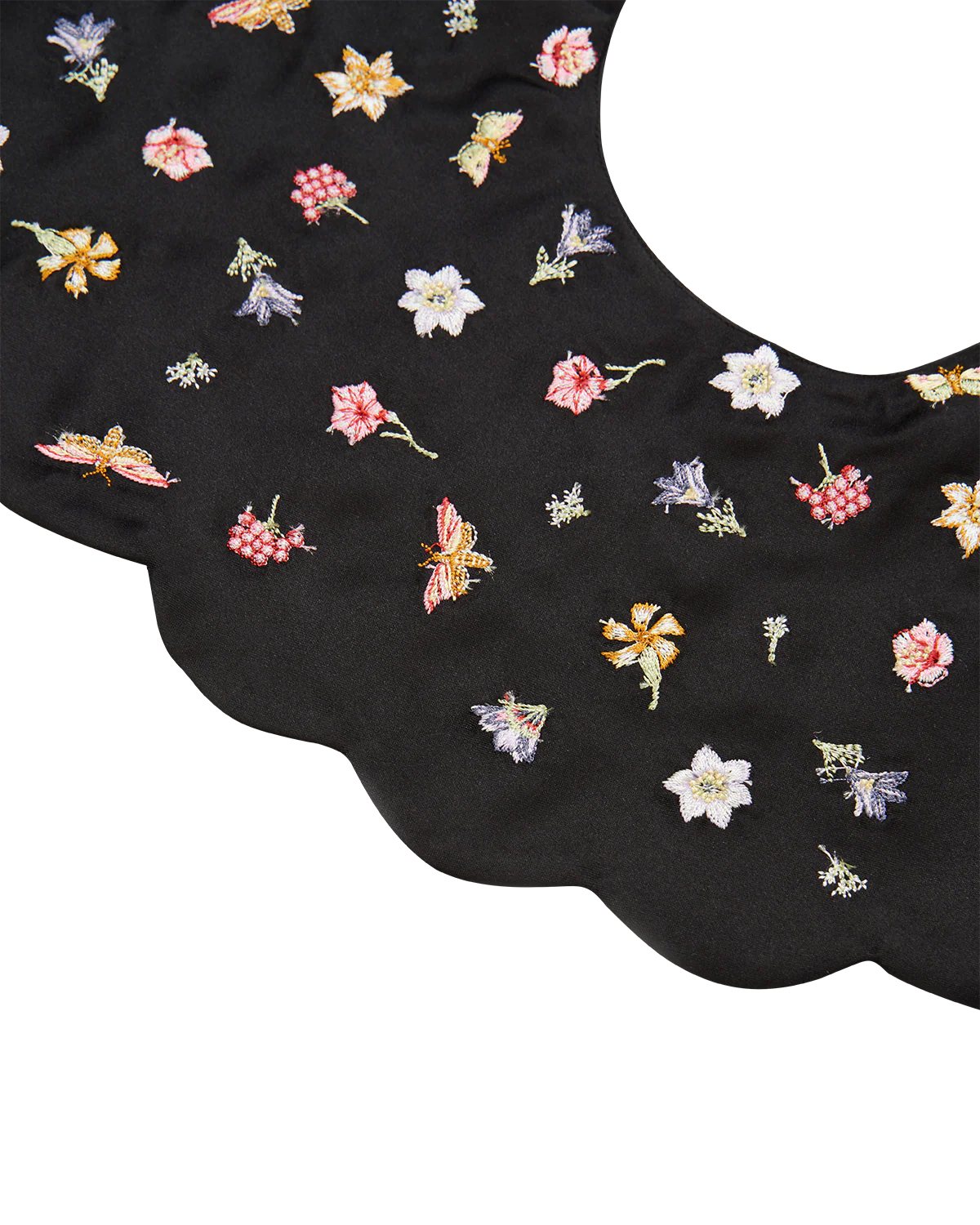Floral Ditsy Black Satin Embroidered Collar - Image 3
