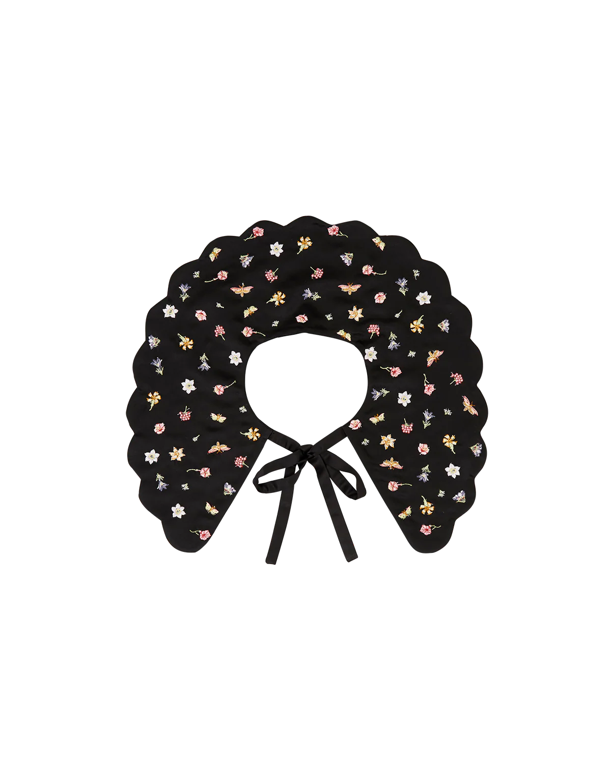 Floral Ditsy Black Satin Embroidered Collar - Image 5