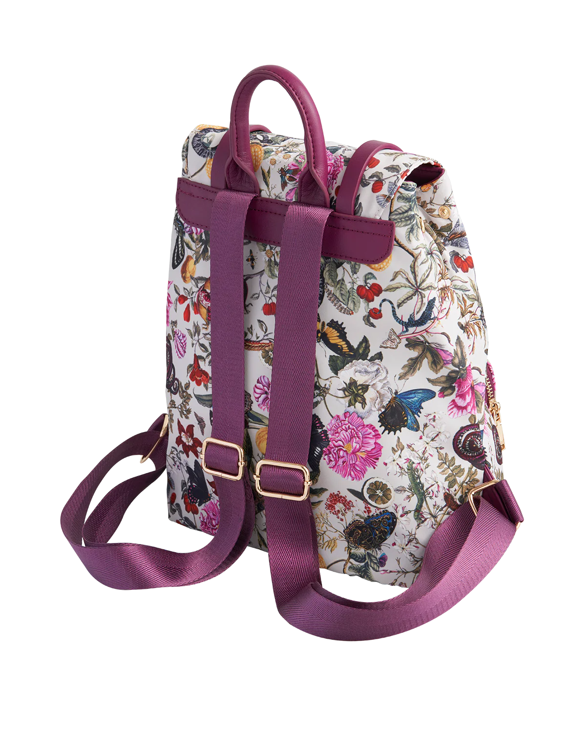 Floral Engravings Small  Plum Backpack - Image 4