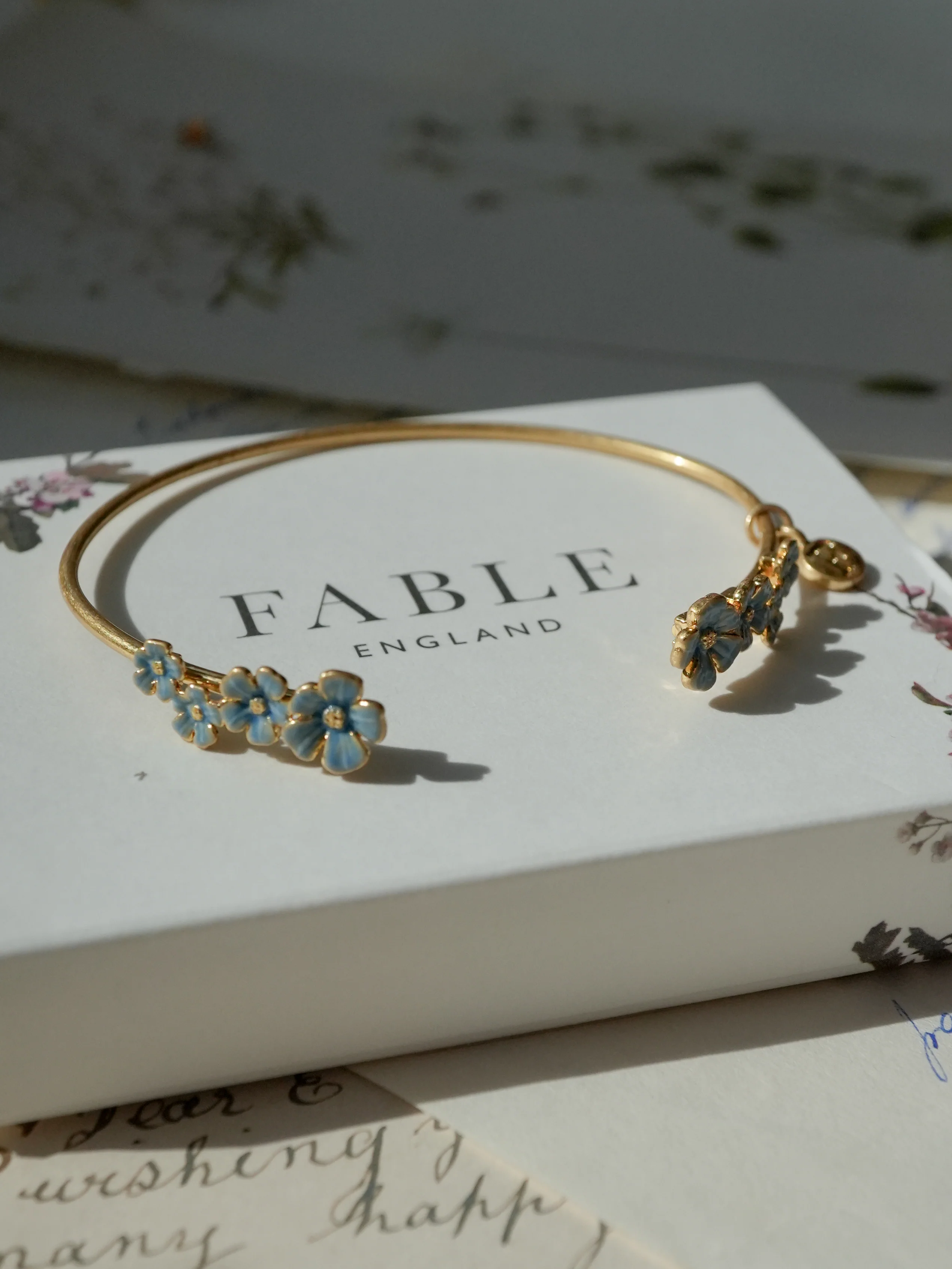 Gold Forget-Me-Not Bangle - Image 5
