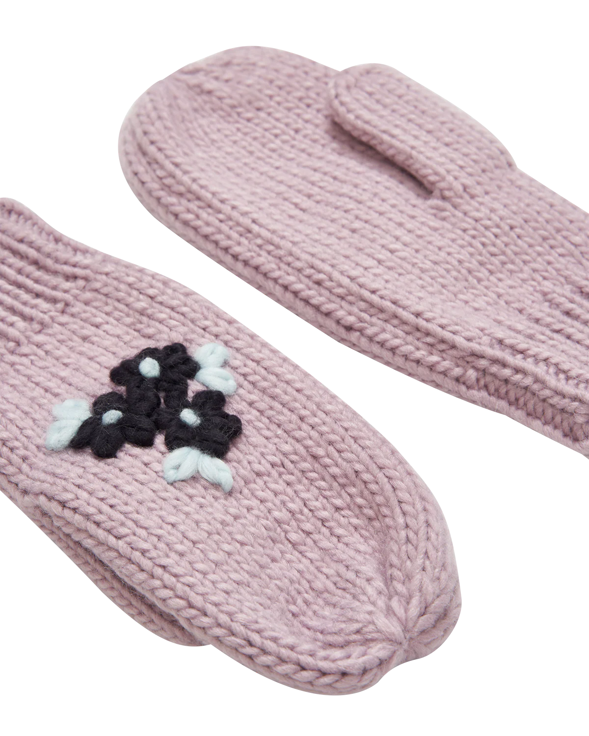 Forget-Me-Not Knitted Lilac Mittens - Image 3