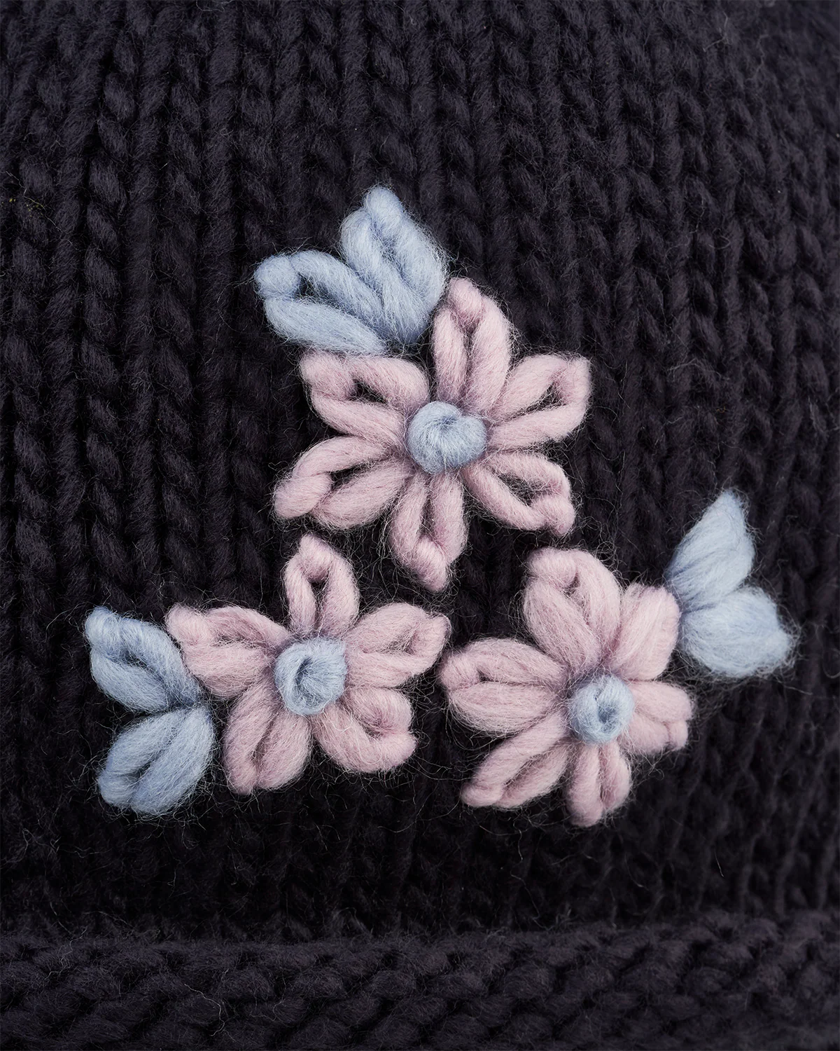 Forget-Me-Not Knitted Navy Bonnet - Image 3