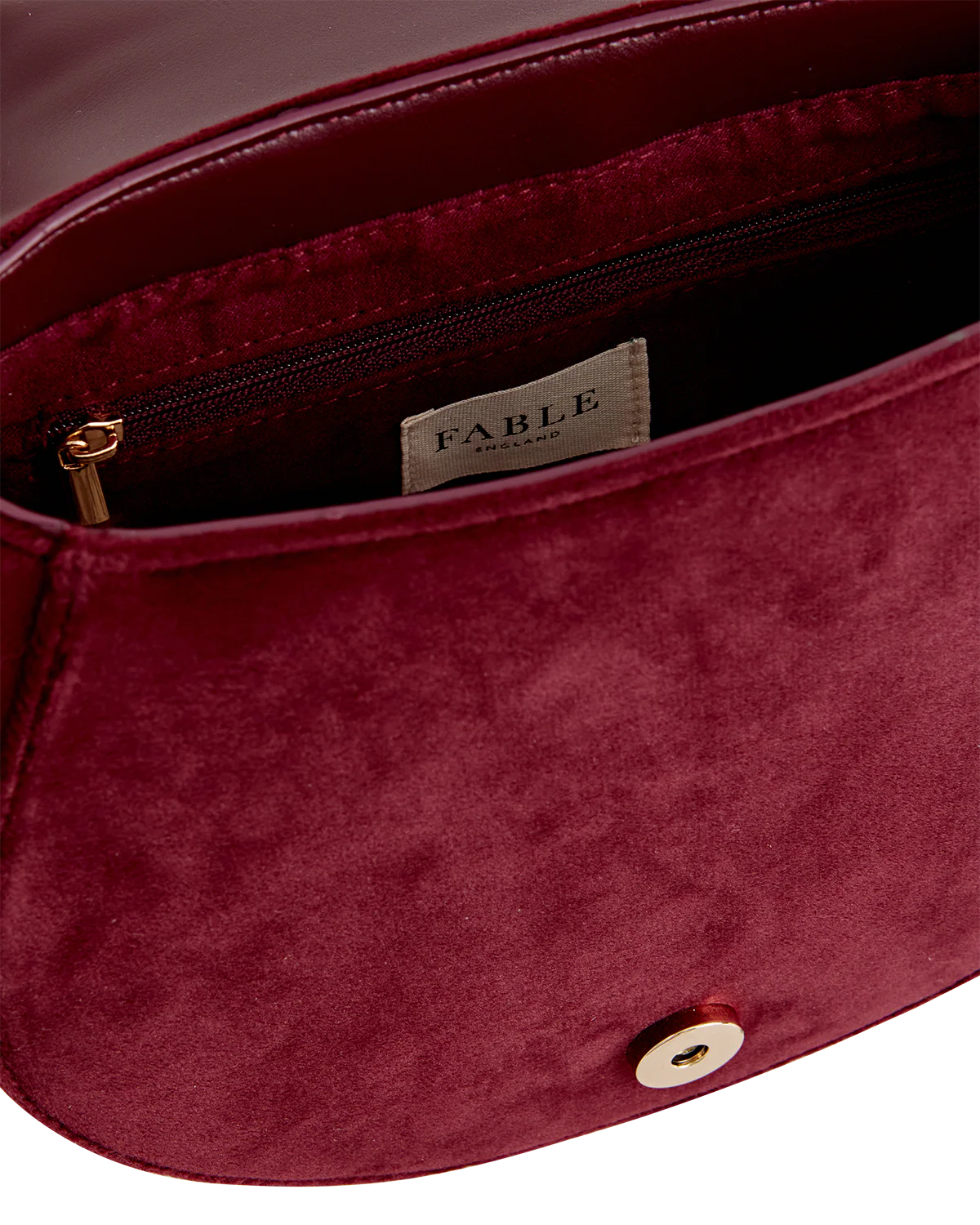Fox & Mushroom Embroidered Saddle Bag - Redcurrant Velvet - Image 7