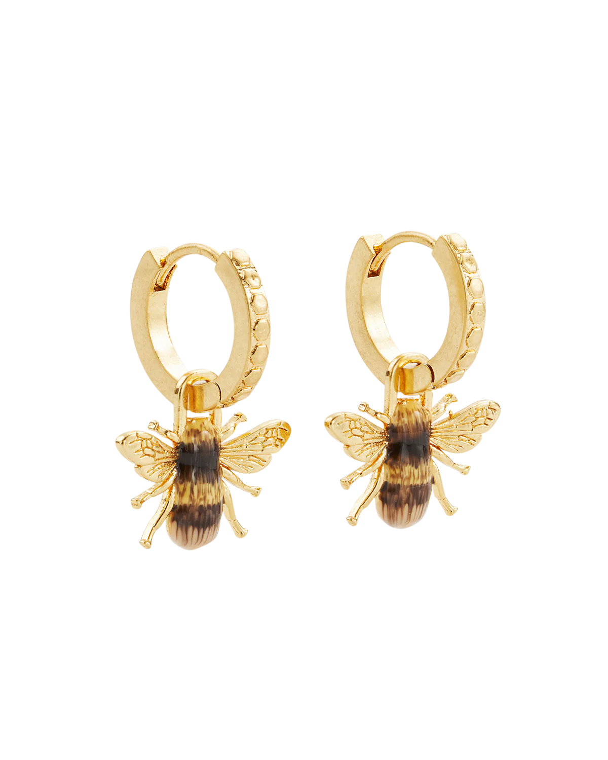 Gold Honey Bee Huggie Earrings - Image 3