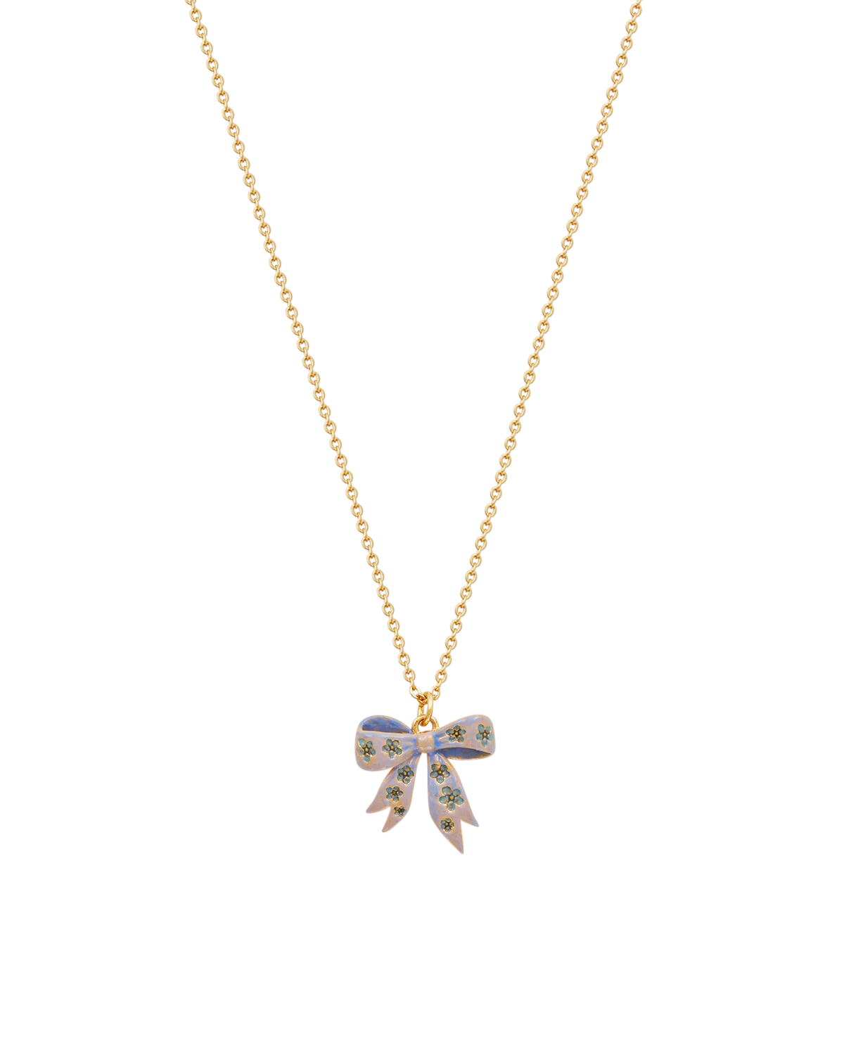 Gold Forget Me Not Bow Pendant Necklace - Image 4