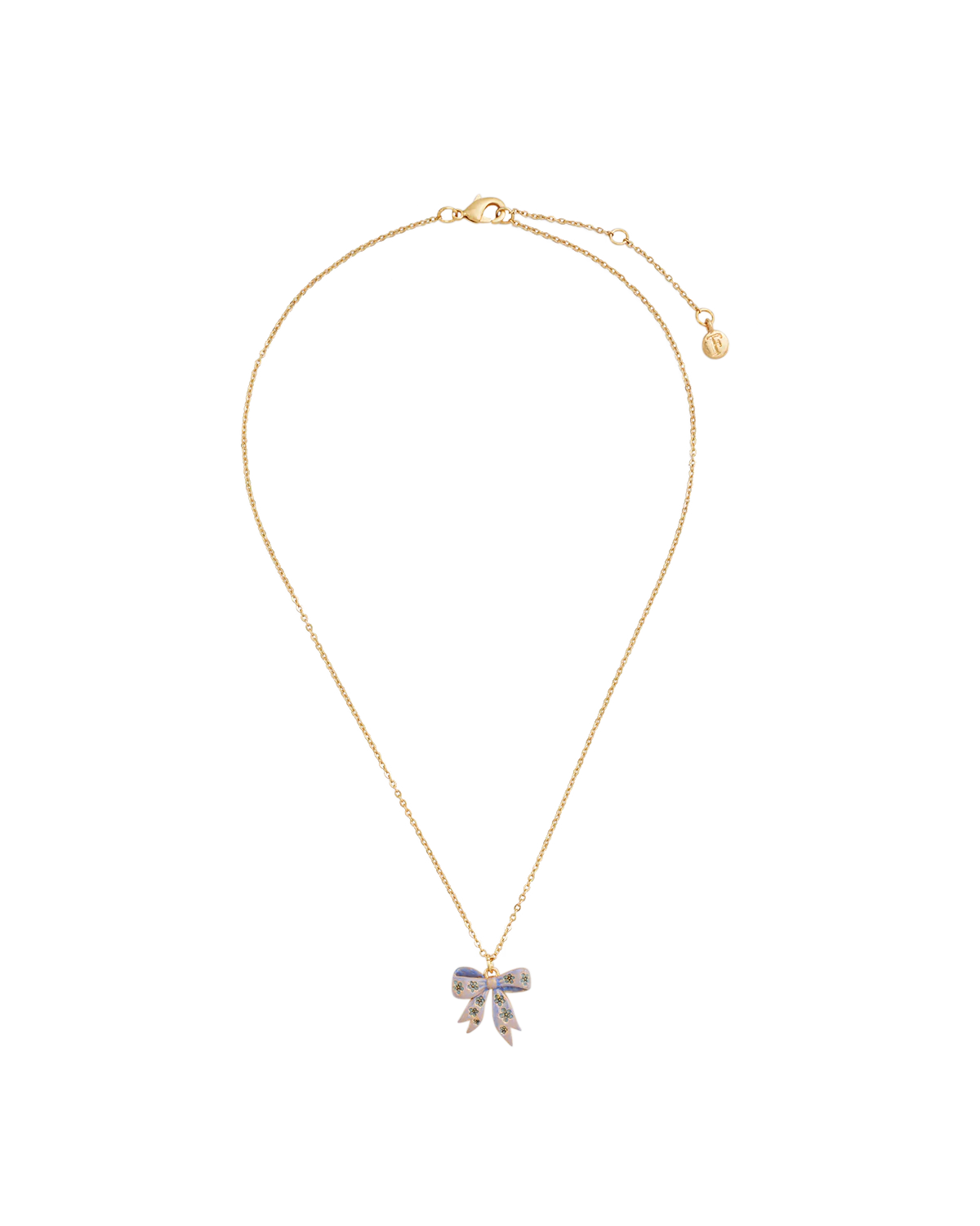 Gold Forget Me Not Bow Pendant Necklace - Image 6