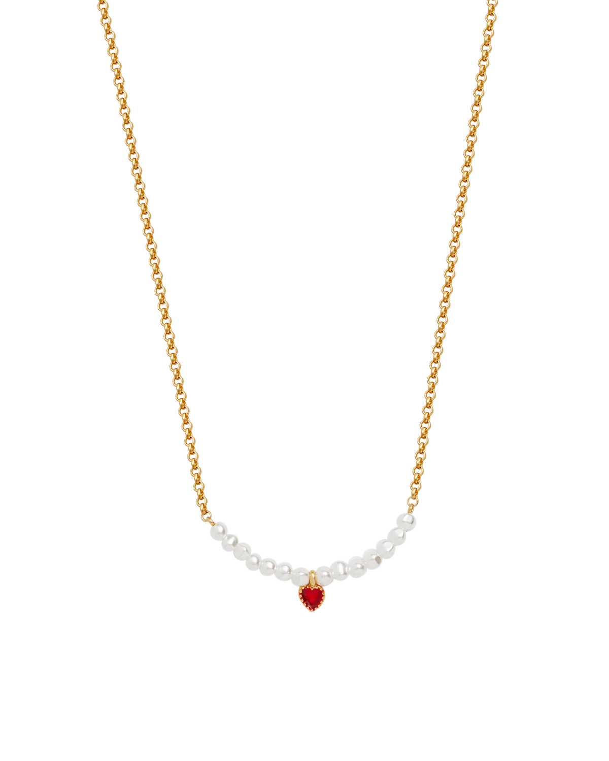 Gold Love Heart Pearl Necklace - Image 3