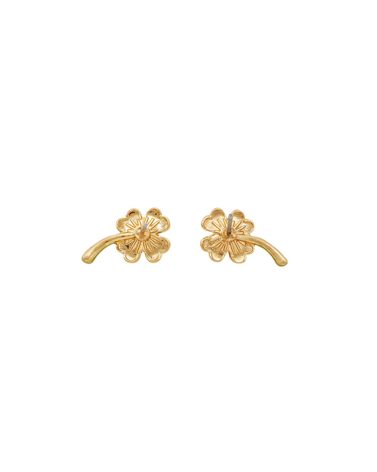 Gold Lucky Clover & Pearl Stud Earrings - Image 4
