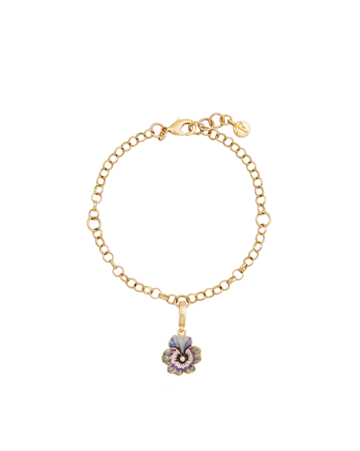 Gold Pansy & Pearl Charm - Image 4