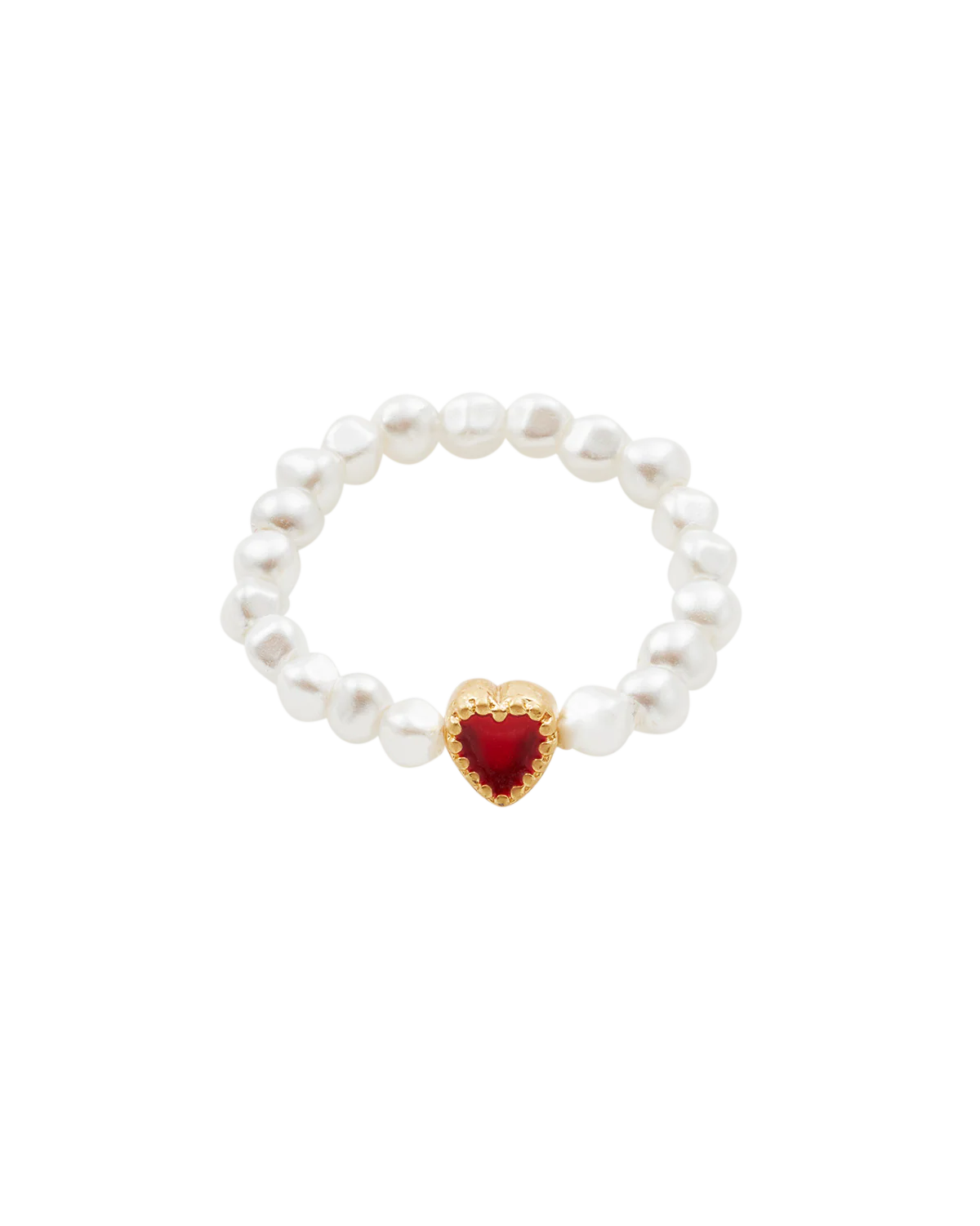Gold Love Heart Pearl Ring - Image 3