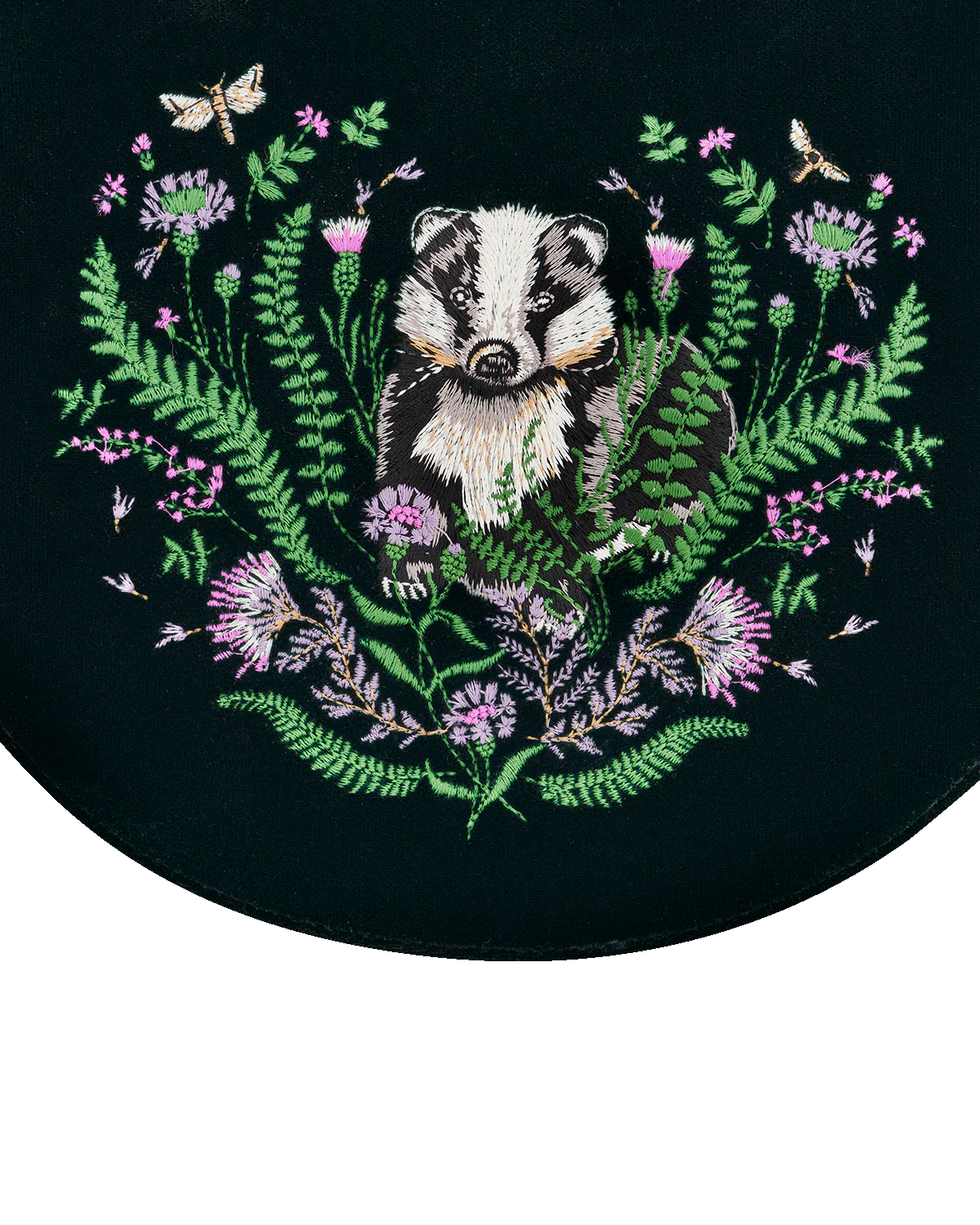 Green Badger Embroidered Top Handle Saddle Bag - Image 4