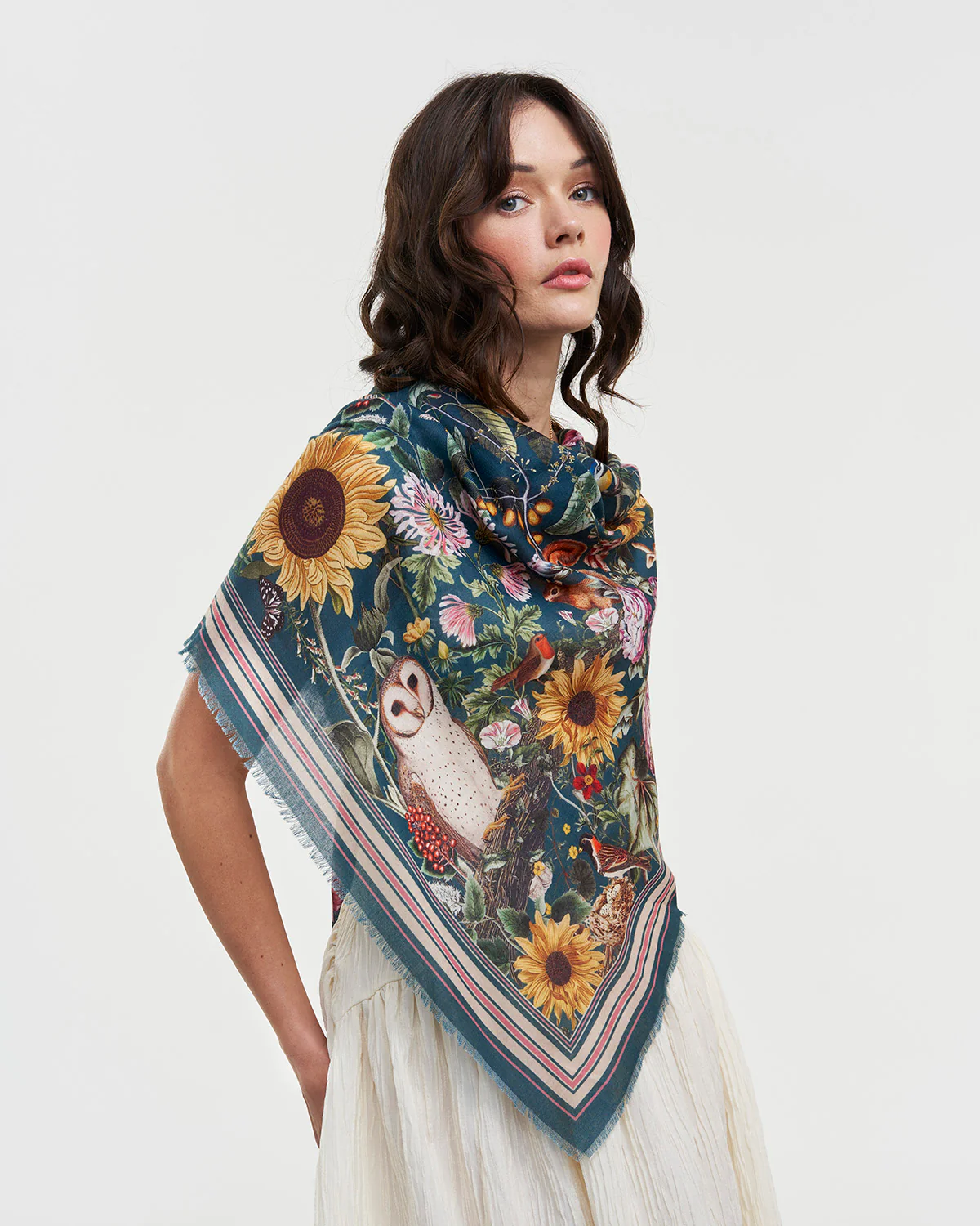 Green Botanical Long Scarf - Image 2