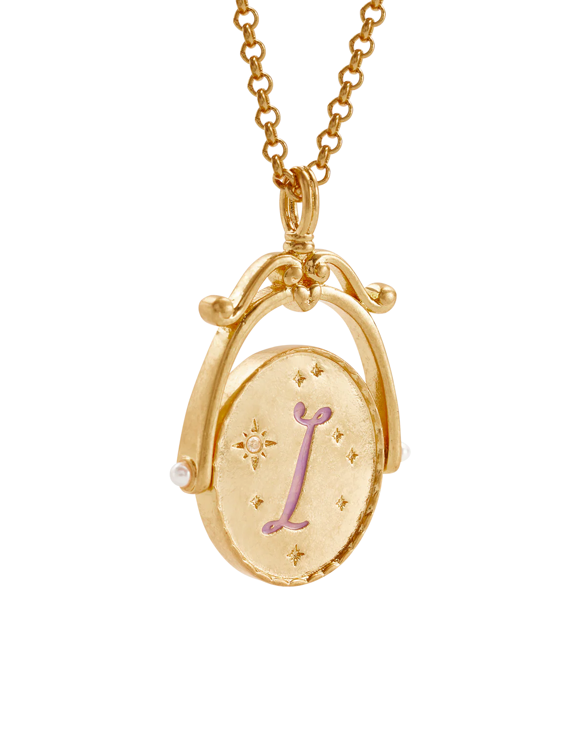 I Initial Iris Gold Spinner Necklace - Image 7