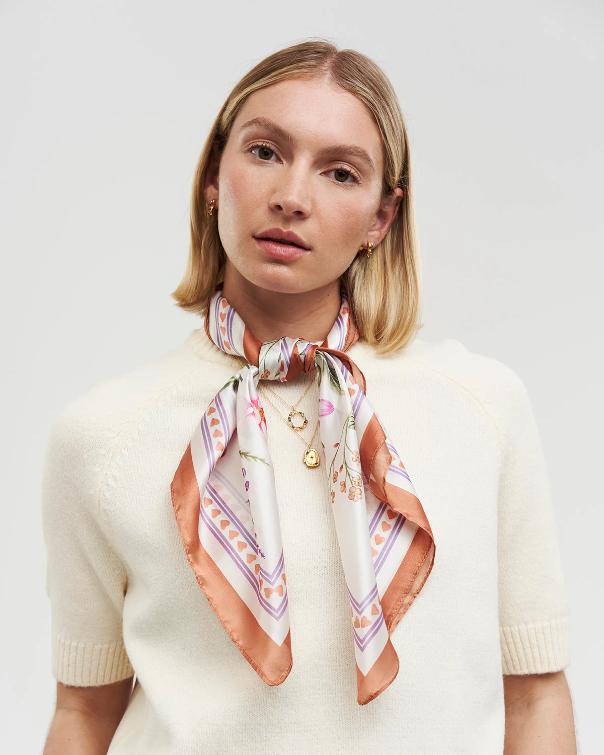 Ivory Penelope Medium Square Scarf - Image 2