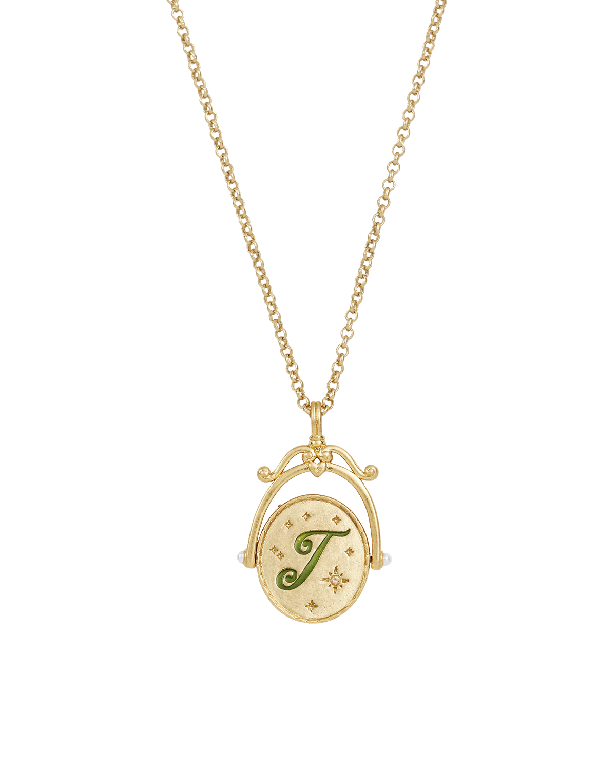 J Initial Jasmine Gold Spinner Necklace - Image 4