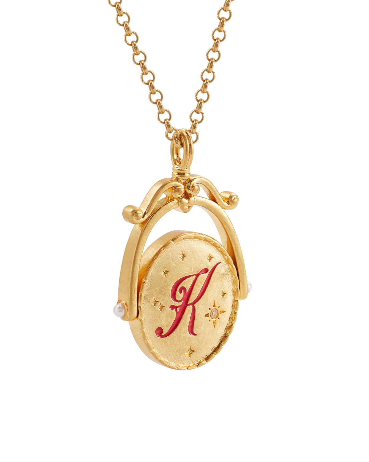 K Initial Kalmia Gold Spinner Necklace - Image 6