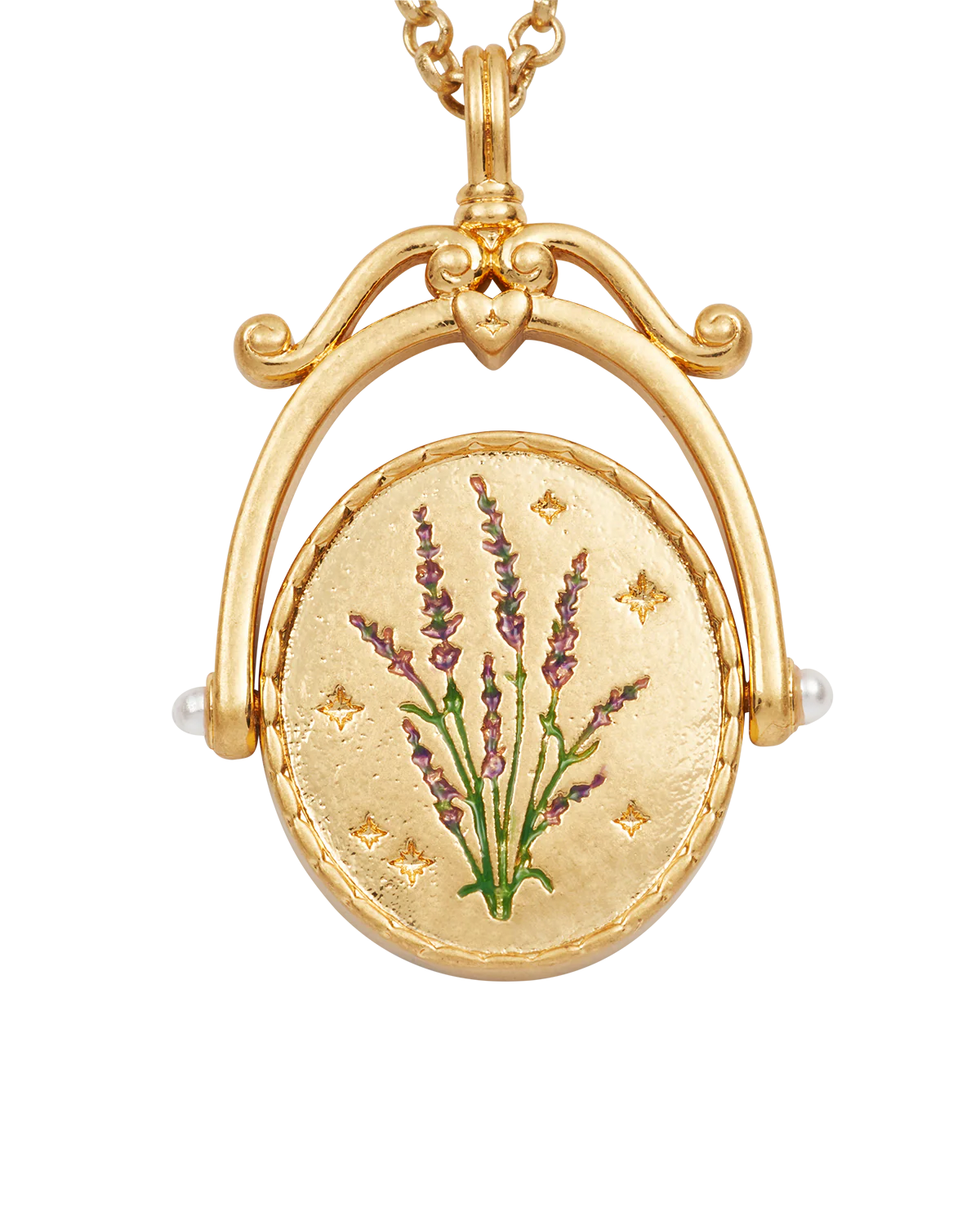 L Initial Lavender Gold Spinner Necklace - Image 3