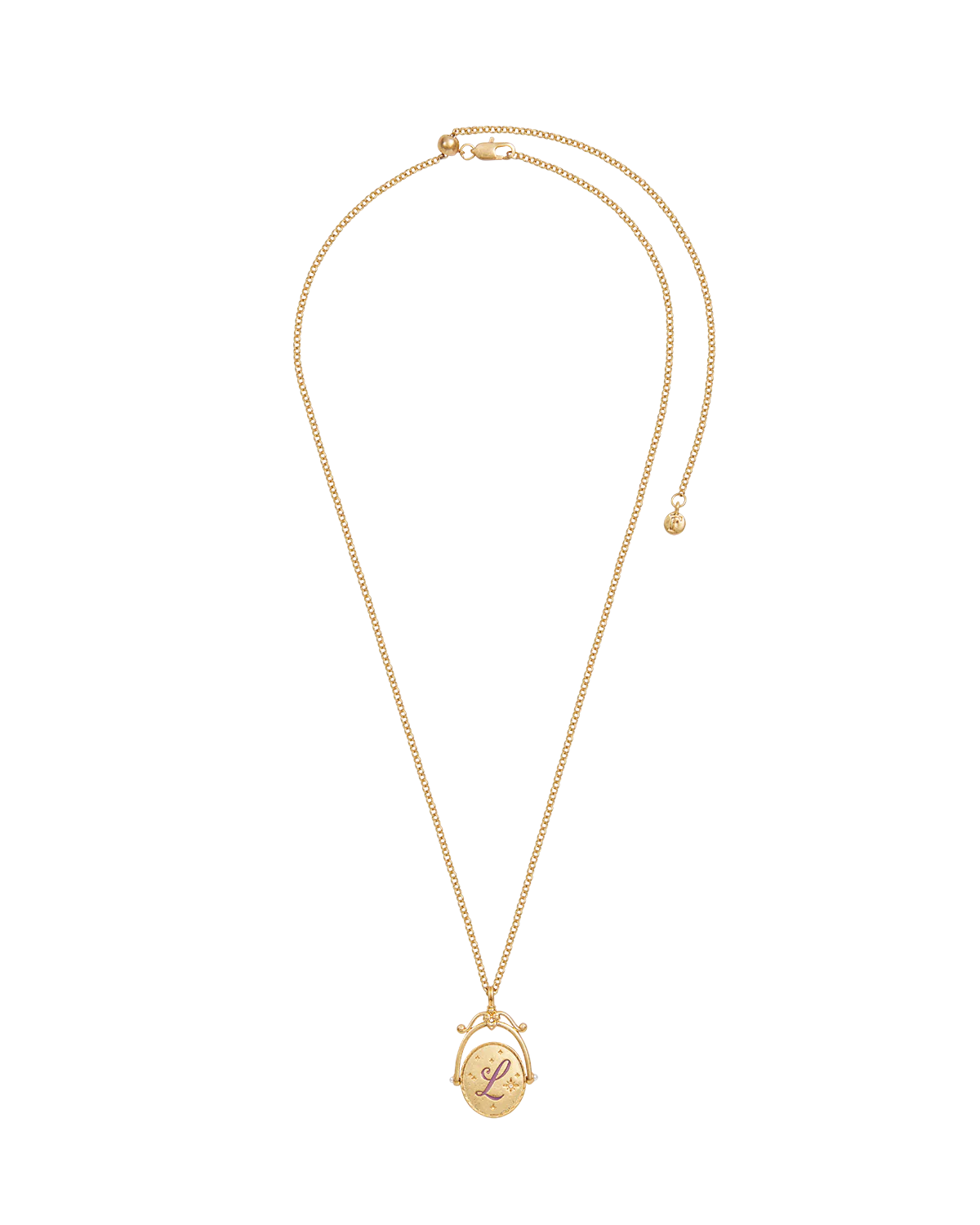 L Initial Lavender Gold Spinner Necklace - Image 4