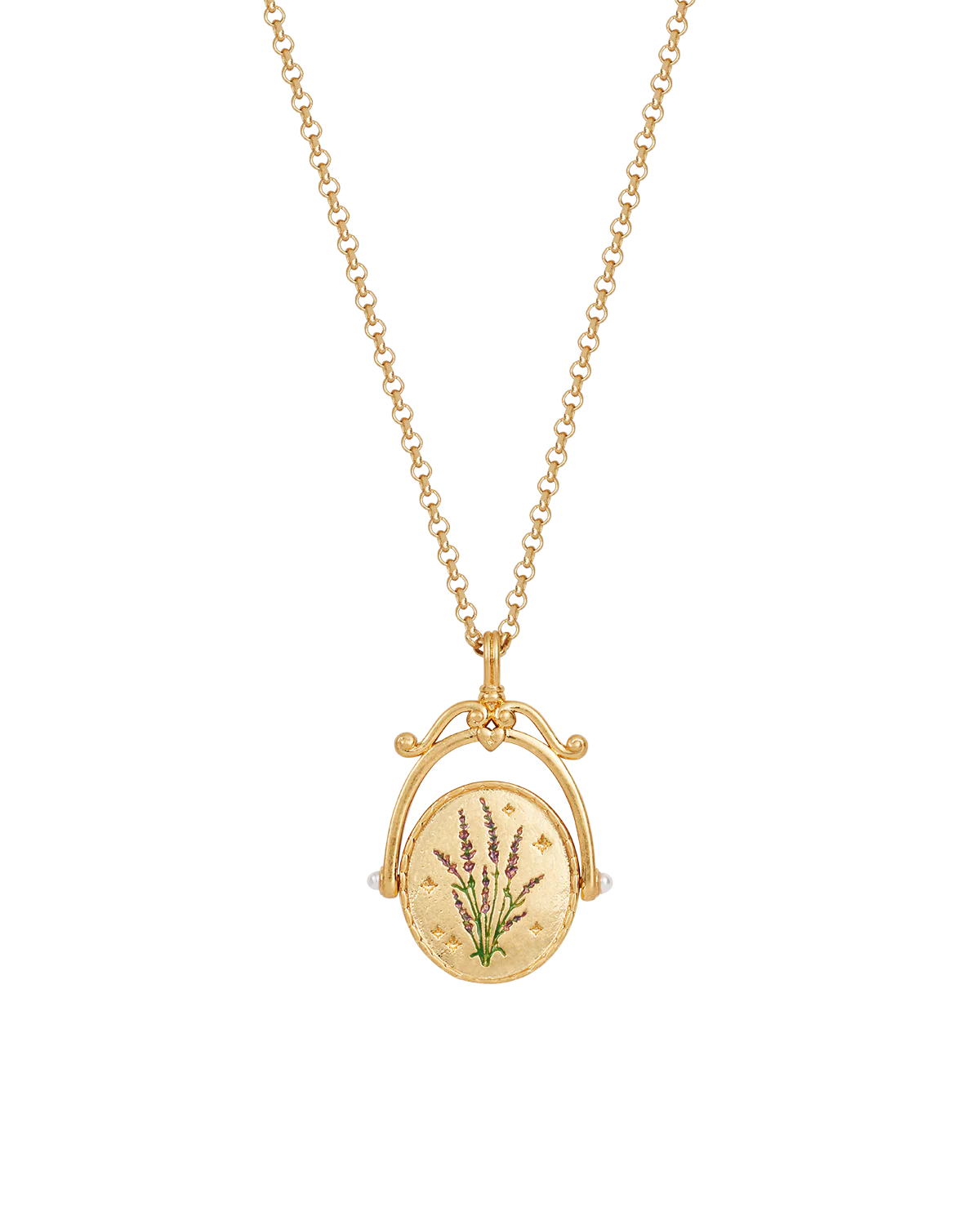 L Initial Lavender Gold Spinner Necklace - Image 6