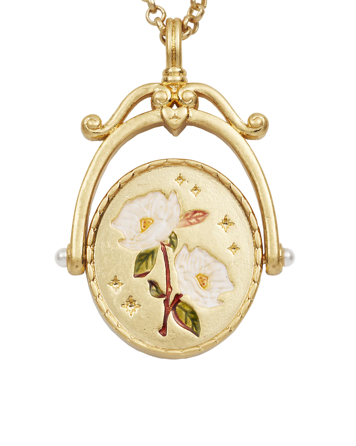 M Initial Magnolia Gold Spinner Necklace - Image 3