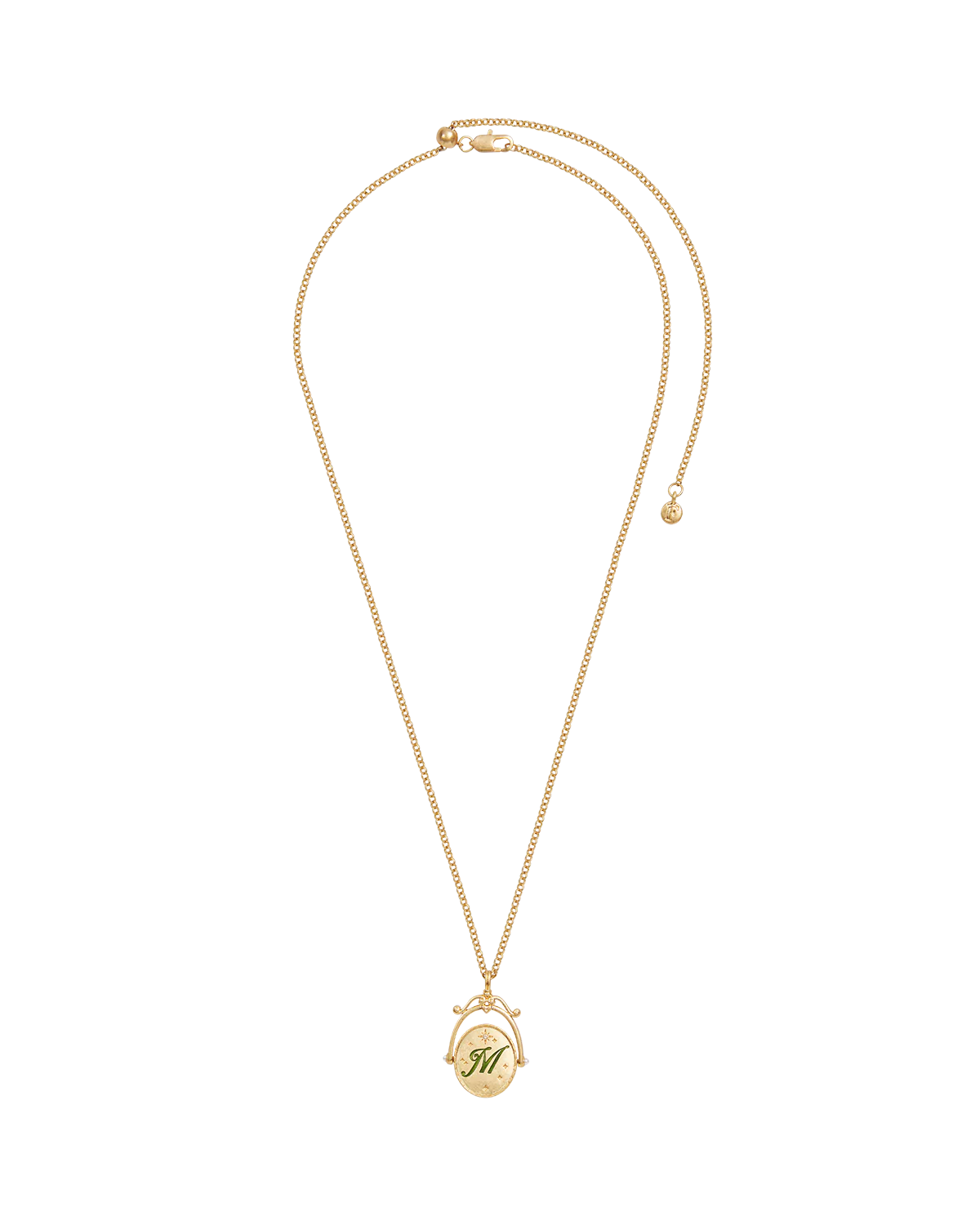 M Initial Magnolia Gold Spinner Necklace - Image 4