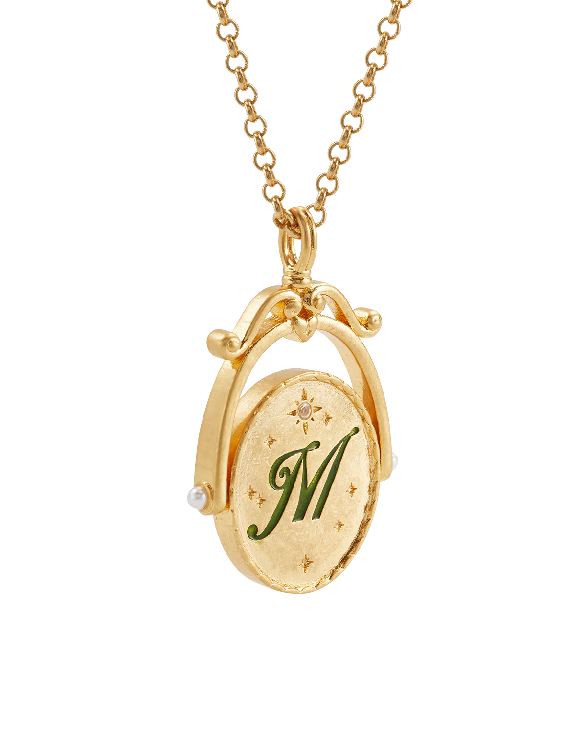 M Initial Magnolia Gold Spinner Necklace - Image 5