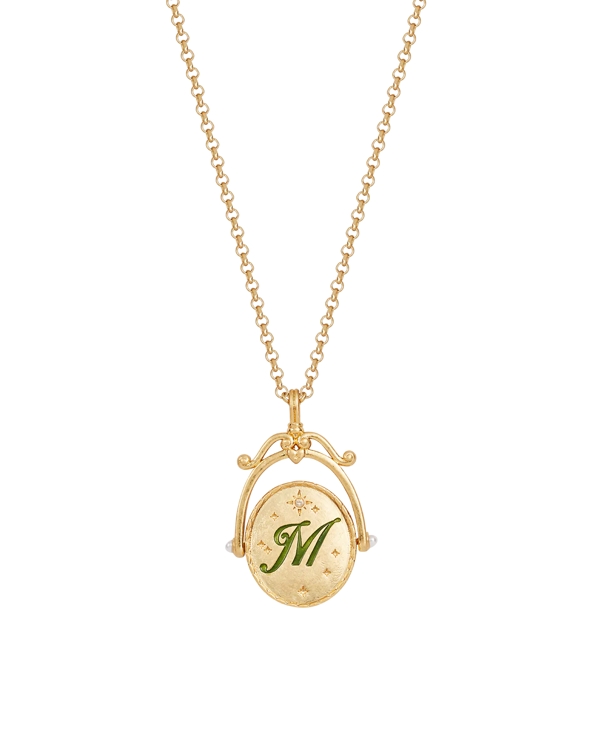 M Initial Magnolia Gold Spinner Necklace - Image 6