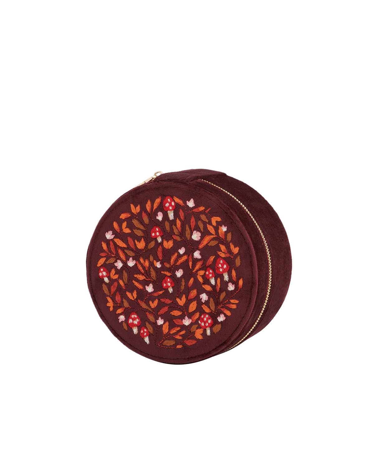 Magical Mushroom Embroidered Burgundy Velvet Jewellery Box - Image 3