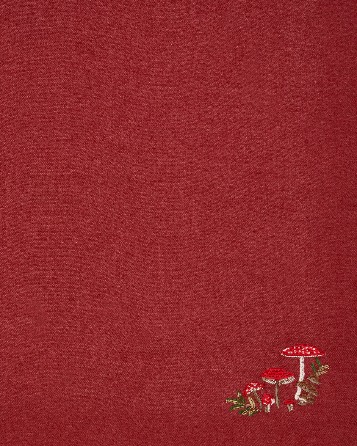 Mushroom Embroidered Burgundy Pashmina Scarf - Image 3