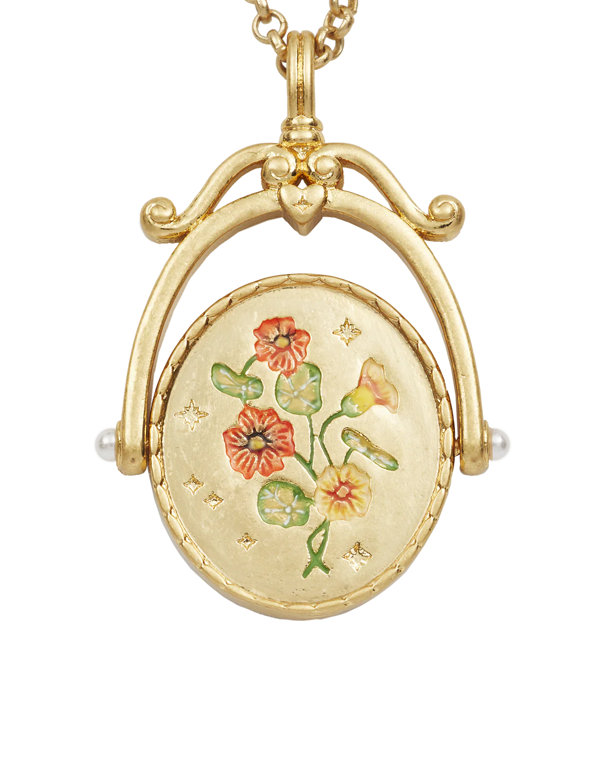 N Initial Nasturtium Gold Spinner Necklace - Image 3