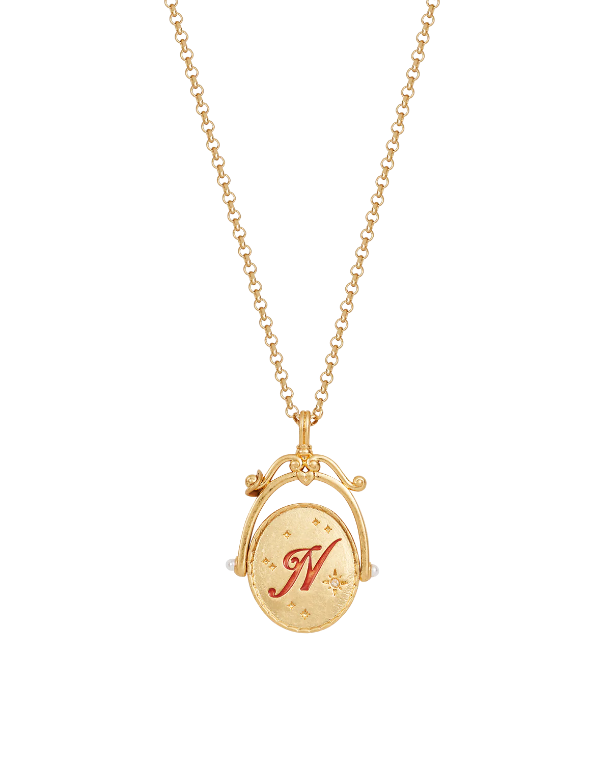 N Initial Nasturtium Gold Spinner Necklace - Image 4